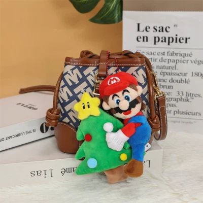 6" Super Mario Bros Plush Christmas Tree Mario Stuffed Doll Toy Keychain Pendant - Image 1 of 4