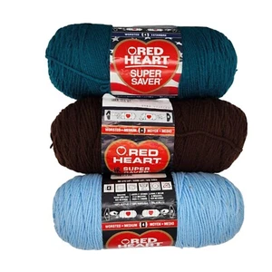 Hilo Red Heart Super Saver 7 oz 364 yardas de café, azul claro, verde azulado real, 3 madejas - Imagen 1 de 17