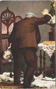 Tarjeta postal vintage de hombre Spanking Little Boy B184 - Imagen 1 de 2