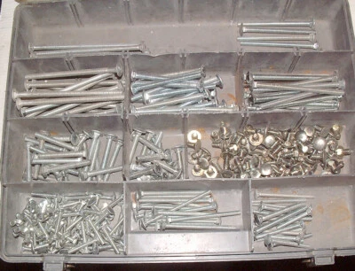 299 Assorted SAE Carriage Bolts 3/8 & 1/4" Various Lengths 12 Wing Nuts Also - Image 1 of 4