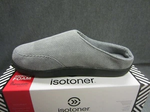 New In Box Isotoner Memory Foam Men Size 8-9 M Moccasin Slippers Thinsulate Grey - Picture 1 of 7
