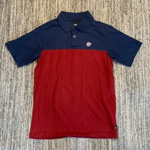 Vans Polo Shirt Boys S Color Block Short Sleeve Polo Top Red Navy Blue Skater - Picture 1 of 6