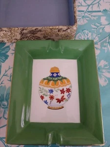Hand Painted Vase Decorative Ashtray Bowl Trinket Dish Japanese Asian W Orig Box - Imagen 1 de 5