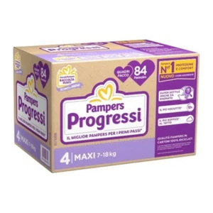 84 PANNOLINI PAMPERS PROGRESSI TG 4 CARTONE 7-18 kg - Foto 1 di 3