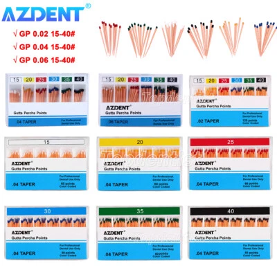 AZDENT Dental Endo Gutta Percha Points Taper 0.02/0.04/0.06 15#-40# Root Canal  - Image 1 of 4