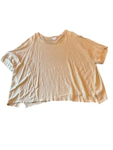 J.Jill Womens Love Linen Yellow Oversized Top 3X Short Sleeve Lightweight Casual - Picture 1 of 4