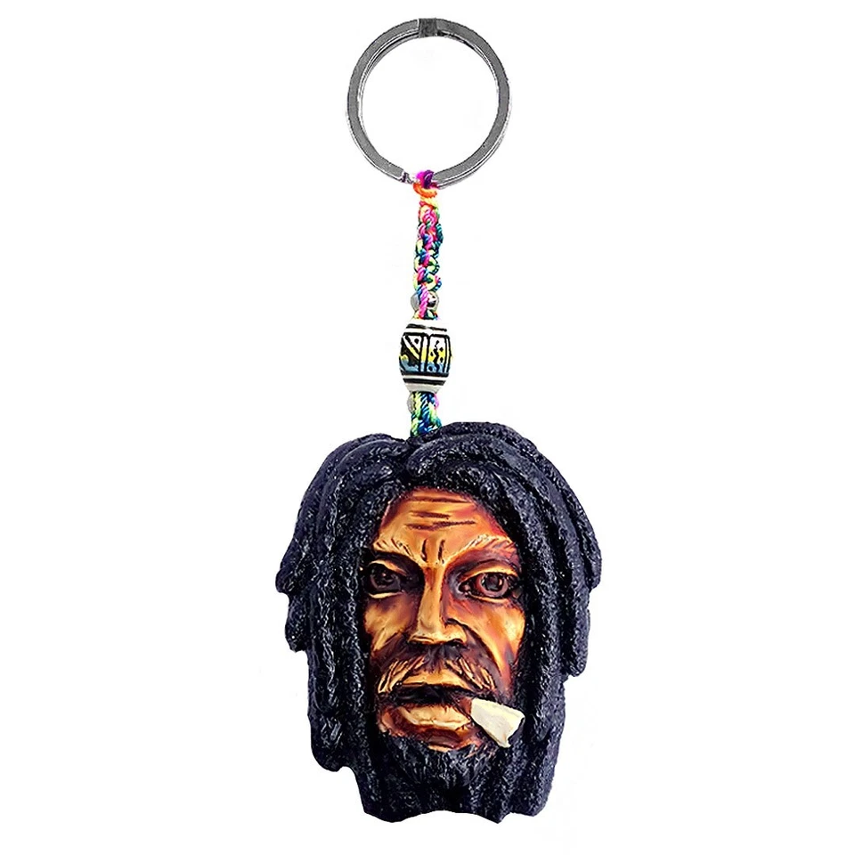 Smoking Bob Rasta Keychain Handmade 3D Macrame Keyring Boho Car Bag Accessory - Image 1 of 1