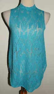 Neu Apt 9 ärmellose Damenbluse mit Stehkragen durchsichtig Tanktop Small - Bild 1 von 2