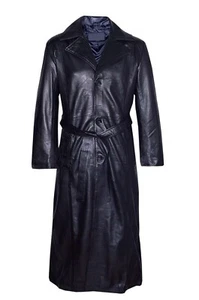 Mens The Crow Brandon Dracula Costume Black Leather Trench Coat Outerwear - Picture 1 of 3