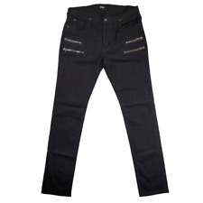 Hudson Jeans Broderick Front Zip Slouch Skinny 33x33 Jet Black M713DLE
