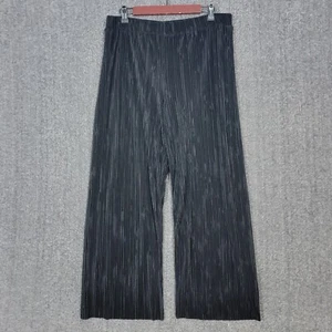 Anne Klein Pants Womens Large Black High Rise Elastic Waist Cropped Wide Leg - Picture 1 of 12