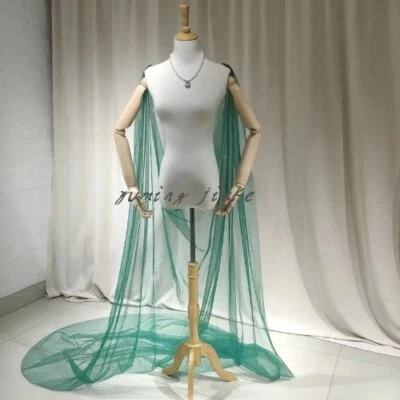 Emerald Green in Glitter Tulle Bridal Shoulder Veil 300cm Long X 150cm Wide — 第 1/4 张图片