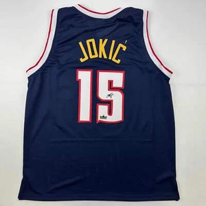 Facsimile Autographed Nikola Jokic Denver Blue Reprint Laser Auto Jersey Mens XL - Picture 1 of 4
