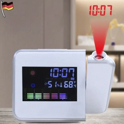 LCD Wecker Snooze Datum Uhr Temperaturanzeige Alarm Tischuhr Projektionsuhr DHL - Bild 1 von 4