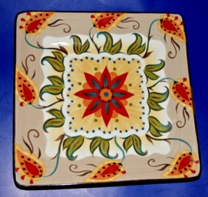 Mesa Galería Odessa Plato Cuadrado Ensalada Floral Misto Artístico Colorido - Bonito - Imagen 1 de 2