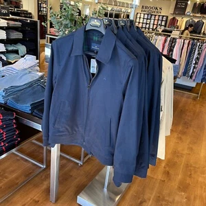 NWT Brooks Brothers Stretch Cotton Twill Bomber Jacket For Men Navy/Beige New - Picture 1 of 10