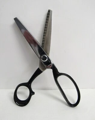 Vintage 8" Chrome Pinking Shears Zig-Zag Craft Scissors - Japan - EUC - Image 1 of 4