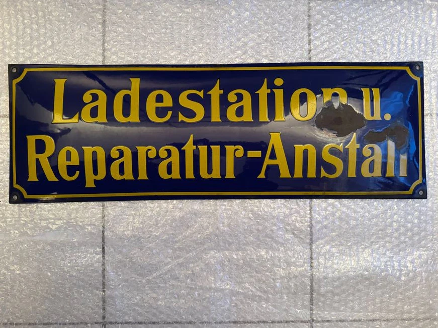 Emailleschild Emailschild Schild Zusatzschild Afom Varta Pertrix AFA Deac - Bild 1 von 3