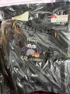 Thirty-One Cinch Sac Nero Personalizzato Ricamato Gufo Buon Halloween Nuovo con scatola - Foto 1 di 3