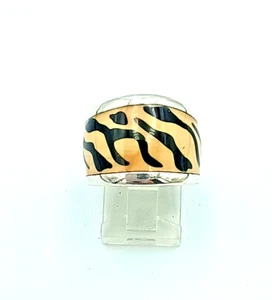 Anello vintage David Sigal smalto argento sterling 925 stampa animalier misura: 6 - Foto 1 di 7