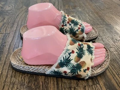 Muk Luks Womens Pineapple Strap Fringe Trim Brooke Flip Flop Sandal Slides Sz 9 - Image 1 of 4