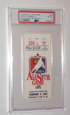 1982 NHL ALL-STAR GAME TICKET STUB GRETZKY 1st AS GOAL PSA 8 HIGHEST GRADED - Image 1 of 4