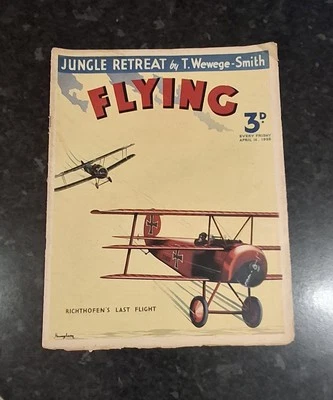 1938 Apr Flying Magazine  Red Baron Vol.1. No 3 Excellent Condition  - Image 1 of 4