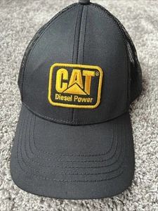 Official New Caterpillar Cat Diesel Power Curved Bill Black Trucker Hat Tags - Picture 1 of 6