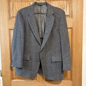 Vtg Botany 500 Wool Tweed Gray Herringbone Sport Coat Blazer Jacket Men’s 40 USA - Picture 1 of 8