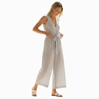 Mono corto a rayas Calvin Klein sin mangas pierna ancha talla 12 ropa de trabajo elegante Foto 1 de 4