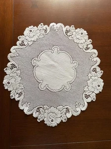 Vintage Large White Crocheted Round Table Top Doily 19" Diameter - Picture 1 of 4