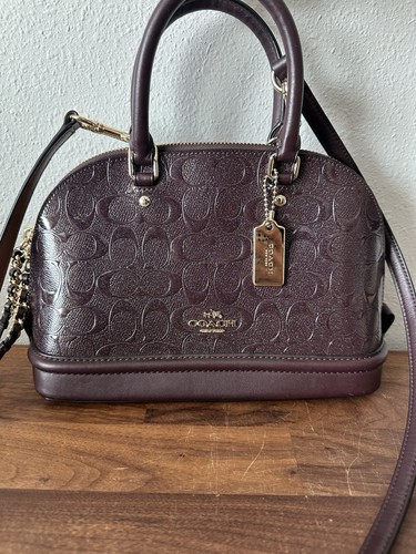 Borsa a mano Coach Mini SIERRA in pelle verniciata incisa bordeaux F55450