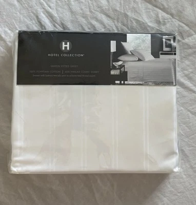 Hotel Collection 2015 blanco algodón egipcio 600 TC dobby sábana ajustable reina nueva en paquete Foto 1 de 4