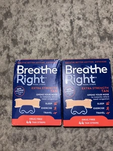 88 BREATHE RIGHT NASAL STRIPS EXTRA STRENGTH TAN  ( 2 x 44 Ct Boxes) EXP 2029 - Picture 1 of 1