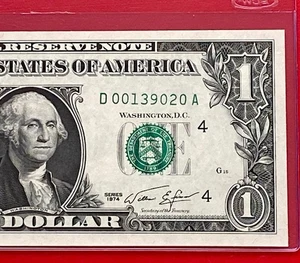 1974 $1 DOLLAR BILL ( CLEVELAND D ) UNCIRCULATED - Picture 1 of 3