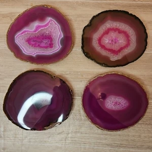 4 Brazilian Irregularly Shaped Natural Edge Agate Slices Polished Approx 5"x.25" - Picture 1 of 17