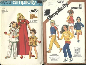VINTAGE 2 GIRL PATTERNS ROBE GOWN PAJAMA SHORTS SIZE 8 - Picture 1 of 1