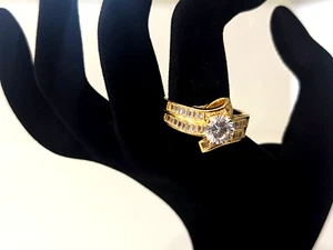 Bella Luce Ring Size 12 Sterling Silver Gold Plated CZ Statement Cocktail NEW - Picture 1 of 11