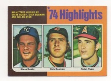 1975 Topps # 7 ‘74 Highlights - Nolan Ryan, Steve Busby, Dick Bosman No-Hitters