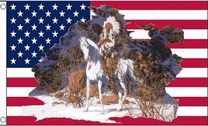 USA RED INDIAN CHIEF 5x3 feet FLAG 150cm x 90cm flags NATIVE AMERICAN - Picture 1 of 1