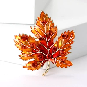 Beaut&Berry Women'S Rhinestone Leaf Brooches Unisex Plant Pins Office Party Casu - Picture 1 of 38