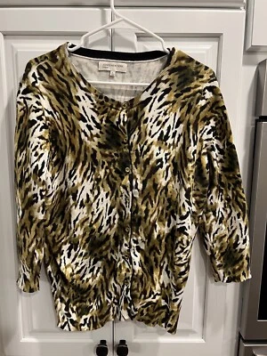Cárdigan JONES NEW YORK Estampado Animal Botones Dorados Manga 3/4 Talla Grande Foto 1 de 4
