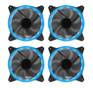 4 x CIT Blue Ring 16 LED's 12cm 120mm 3/4-Pin PC Kühler Gehäuselüfter 48,7CFM - Bild 1 von 13