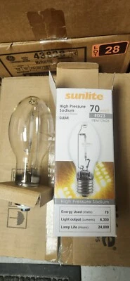 Case Of 12 Sunlite LU70/MOG 70W ED23 High Pressure Sodium Light Bulb Clear NEW - Image 1 of 4