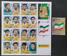 Panini WC France 98. IRAN Set + Badge. REPRINT great quality.