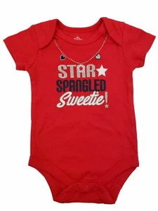 Infant Girls Red Patriotic Star Spangled Bodysuit 4th Of July Baby Outfit NB - Picture 1 of 1