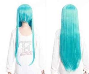 W-04-BC46 Azul 80cm Largo Cosplay Peluca Peluca Pelo Liso Anime Manga Carnaval - Imagen 1 de 5