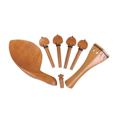 1set Violin Accessories 4/4 Boxwood Wood Violin Peg Chin rest Tailpiece - Image 1 of 4
