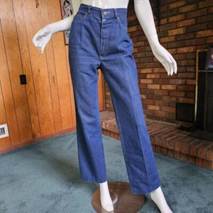 Vtg True 70s Disco Anne Klein High Waist Flared Dark Denim Womens Jeans M 30X30 - Picture 1 of 11