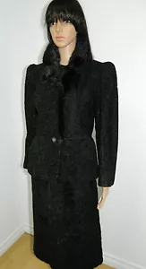 CHAQUETA ABRIGO DE PIEL NEGRA Astracán Broadtail SWAKARA CUELLO DE VISÓN TALLA M - Imagen 1 de 8